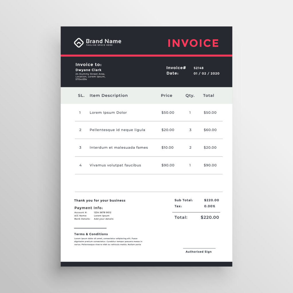 business invoice vector template