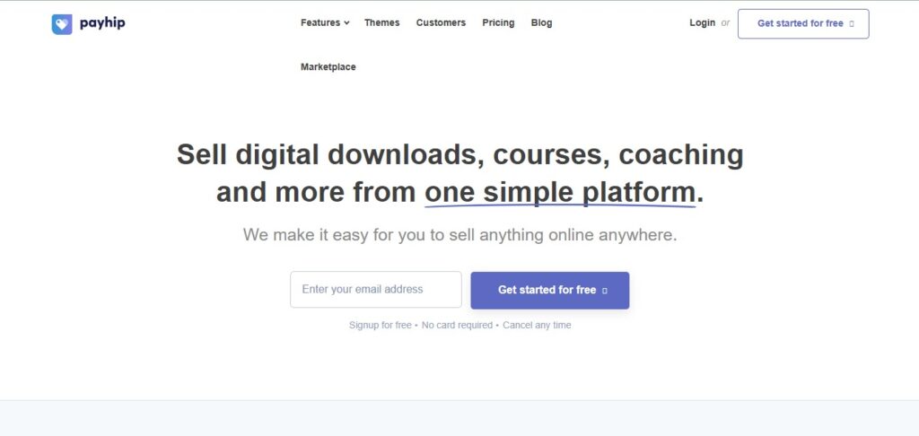 Payhip landing page