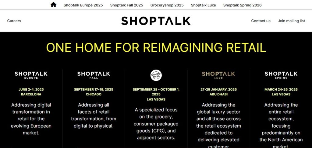 Shoptalk Landing page