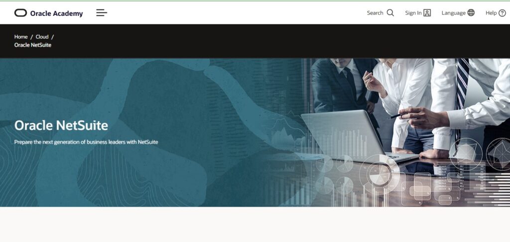 Oracle NetSuite landing page