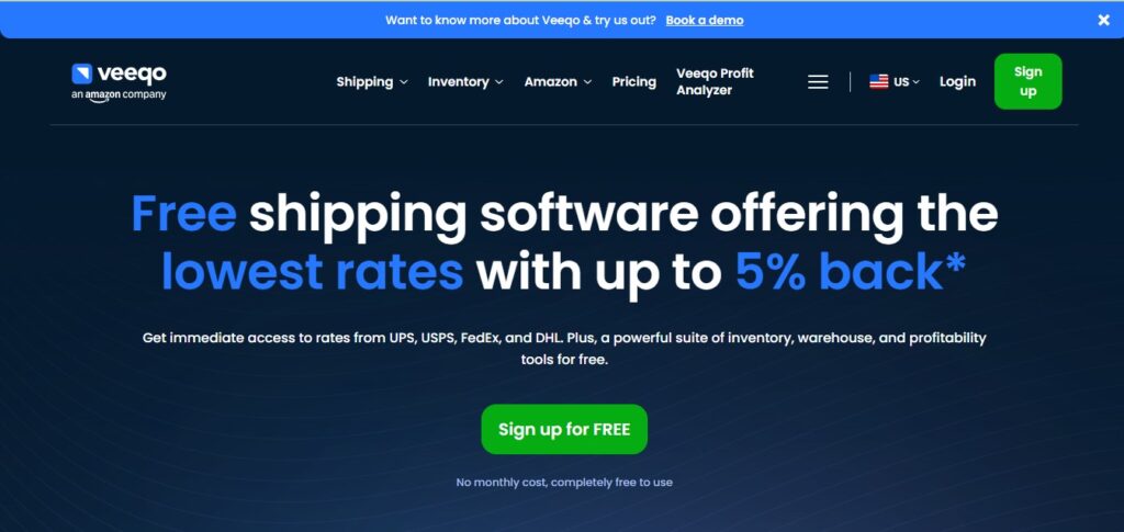 Veeqo landing page