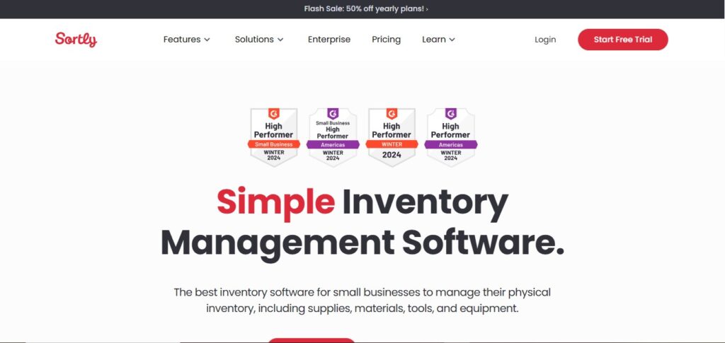 Sortly Landing Page
